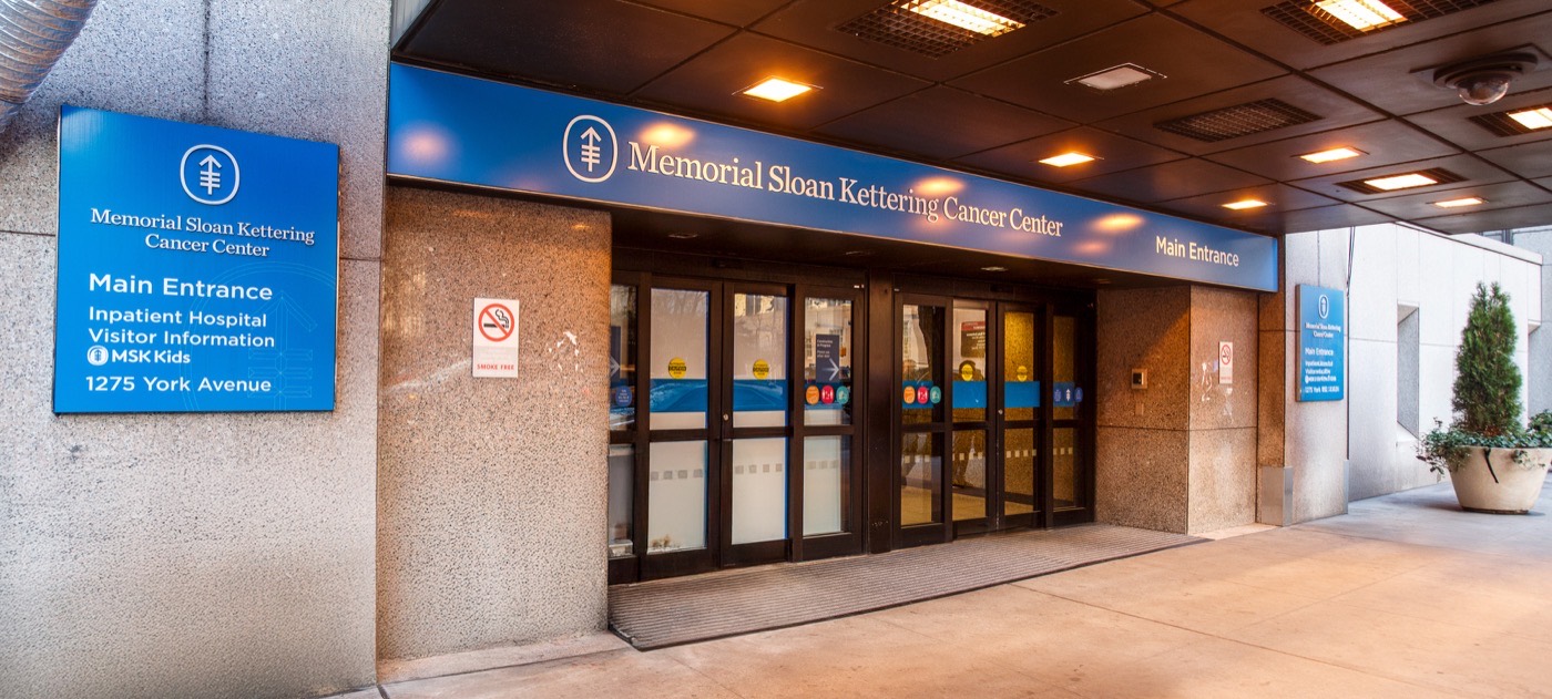 Memorial Sloan Kettering Cancer Center main entrance on the Upper East Side, Manhattan